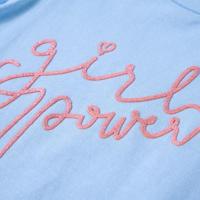 Kindershirt met ruches aan de mouwen glitterprint 140 lichtblauw - thumbnail