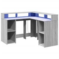 Bureau met LED-verlichting 130x130x91 cm hout grijs sonoma - thumbnail
