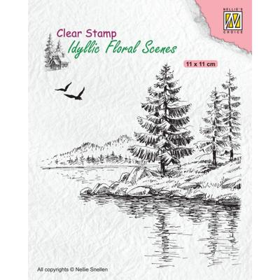Nellie's Choice • idyllic floral scenes clear stempel winter water's edge (110x110mm)