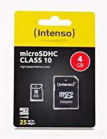 Intenso High Performance microSDHC-kaart 4 GB Class 10 Incl. SD-adapter - thumbnail