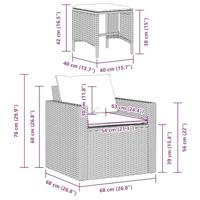 4-delige Loungeset met kussens poly rattan grijs - thumbnail