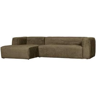 WOOOD Loungebank 'Bean' Links, Structure Velvet, kleur Moss