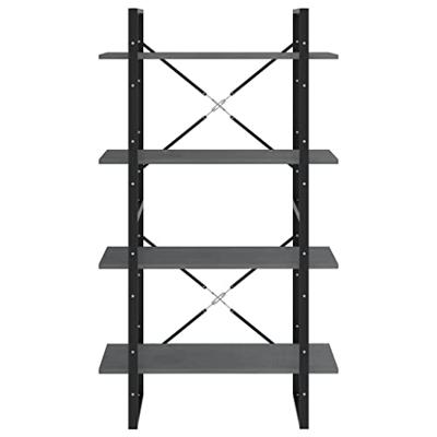 Boekenkast met 4 schappen 80x30x140 cm massief grenenhout grijs