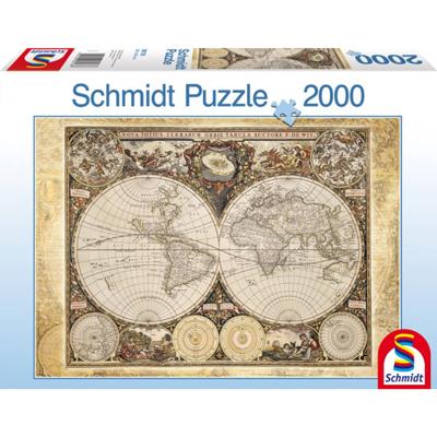 SCHMIDT SPIELE Historische wereldkaart puzzel voor volwassenen - 2000 stukjes