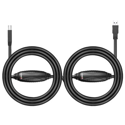 Lindy 43098 10m USB A USB B Mannelijk Mannelijk Zwart USB-kabel
