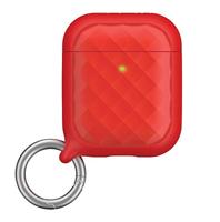Catalyst Ring Clip Case voor AirPods 1 en 2 - Siliconen AirPods-case met textuurpatroon, hoogglanzende oppervlakteafwerking met extra grip, compatibel met draadloos opladen - Rood - thumbnail