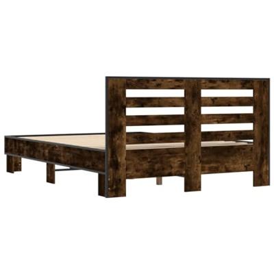 Bedframe bewerkt hout metaal gerookt eikenkleurig 120x200 cm
