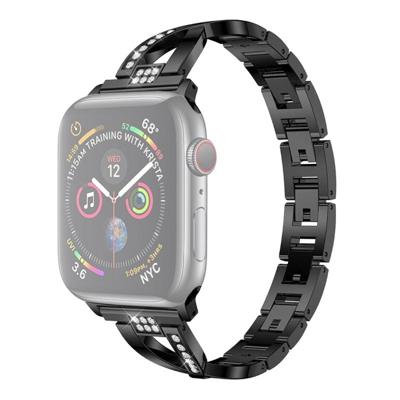 Kleurrijke diamant roestvrijstaal horlogebandje voor Apple horloge serie 4 & 3 & 2 & 1 38 mm & 40mm (zwart)