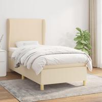 Boxspring met matras stof crèmekleurig 90x190 cm - thumbnail