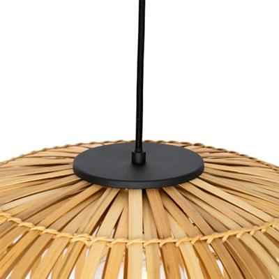 QAZQA Oosterse hanglamp zwart met naturel bamboe 62 cm - Pua