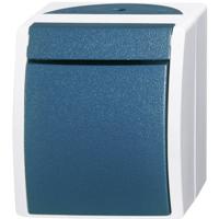 Busch-Jaeger 2601/6 W-53 Ocean (opbouw) Wisselschakelaar spatwaterdicht Blauw, Groen - thumbnail