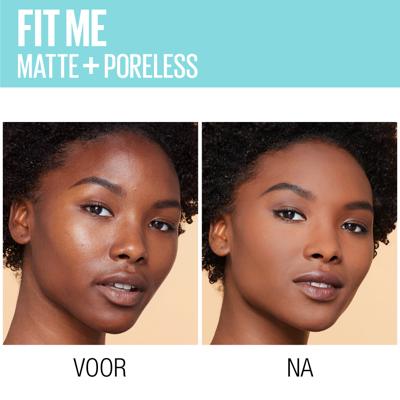 Maybelline Fit Me Matte & Poreless Foundation 335 Classic Tan – medium dekkende foundation voor normale tot vette huid met matte finish – foundations op waterbasis die zichtbaar poriën verkleinen - 30 ml