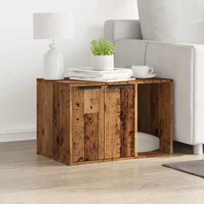 Kattenbakkast 60x40x40 cm bewerkt hout oud houtkleurig Kattenbakkast 60x40x40 cm bewerkt hout oud houtkleurig