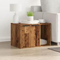 Kattenbakkast 60x40x40 cm bewerkt hout oud houtkleurig - thumbnail