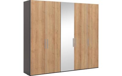 Goossens Kledingkast Easy Storage Ddk, Kledingkast 253 cm breed, 220 cm hoog, 4x draaideur en 1x spiegel draaideur midden Goossens Kledingkast Easy Storage Ddk, Kledingkast 253 cm breed, 220 cm hoog, 4x draaideur en 1x spiegel draaideur midden