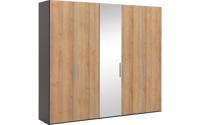 Goossens Kledingkast Easy Storage Ddk, Kledingkast 253 cm breed, 220 cm hoog, 4x draaideur en 1x spiegel draaideur midden - thumbnail