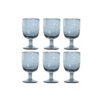 Set van bekers Home ESPRIT Blauw Kristal 300 ml 8 x 8 x 14 cm (6 Stuks) - thumbnail