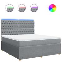 Boxspring met matras stof lichtgrijs 180x200 cm - thumbnail