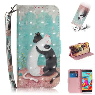 3D gekleurde tekening katten patroon horizontale Flip lederen case voor Galaxy a2 core met houder & card slots & portemonnee 3D gekleurde tekening katten patroon horizontale Flip lederen case voor Galaxy a2 core met houder & card slots & portemonnee