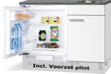 minikeuken 120cm wit mat met zwart aanrechtblad RAI-44011