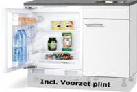 minikeuken 120cm wit mat met zwart aanrechtblad RAI-44011 - thumbnail