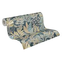 AS Creation Antigua - Blauw - Planten Behang - 390955 - thumbnail