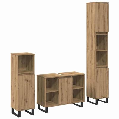 Badkamermeubelset met opslag 3 pcs Bruin Bewerkt hout