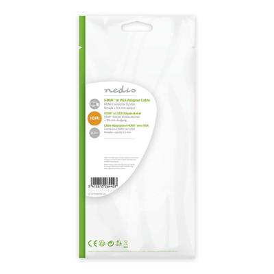 HDMI - VGA-kabel | HDMI-connector - VGA female + 3,5 mm uitgang | 0,2 m | Wit