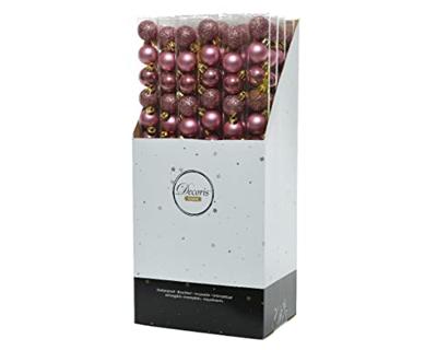 Decoris kerstballen set plastic 14st Roze mix 3cm