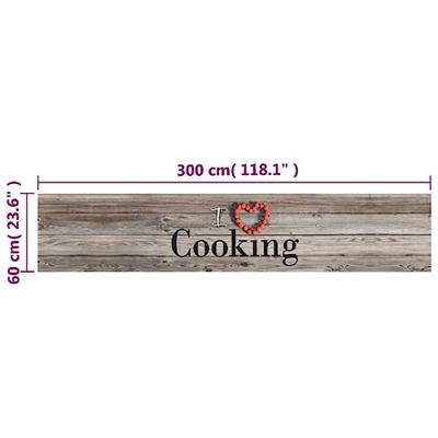 Keukenmat wasbaar cooking-print 60x300 cm fluweel grijs