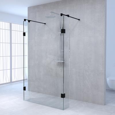 BRAUER Create Inloopdouche - vrijstaand 140x200cm - profielloos - 2 50cm - zijwand - en antikalk - 8mm veiligheidsglas - antraciet mat 4JC8-140/50/50A