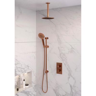 Inbouw Regendouche Set Brauer Copper Edition Plafond Uitloop Ronde Hoofddouche 20 cm Met Glijstang en Handdouche 3 Standen Koper Brauer
