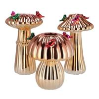 Daan Kromhout Vaas bird mushroom goudkleurig 25 cm 3 assorti | 6 stuks - thumbnail