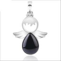 Vrouwen engel vleugels Hangers natuurlijke kristallen stenen kettingen (Zwarte Onyx) - thumbnail