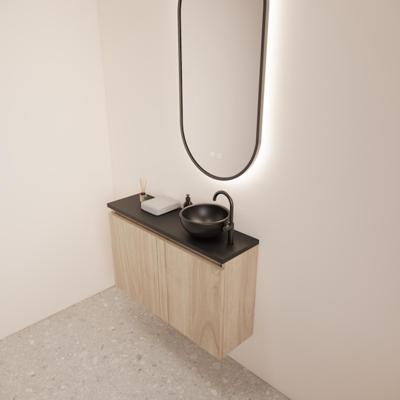 Fonteinmeubel BWS Meadow 80x50 cm Kastanje Eiken Incl. Topplaat Mat Zwart