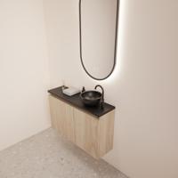 Fonteinmeubel BWS Meadow 80x50 cm Kastanje Eiken Incl. Topplaat Mat Zwart - thumbnail