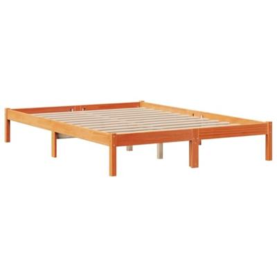 Bed met boekenkast zonder matras grenenhout wasbruin 140x200 cm