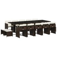 15-delige Tuinset met kussens poly rattan bruin - thumbnail