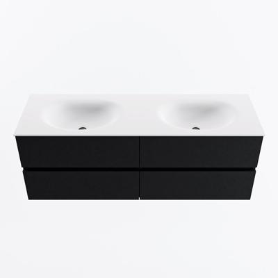 MONDIAZ VICA 140cm badmeubel onderkast Urban 4 lades. Wastafel MOON dubbel 2 kraangaten, kleur Talc.