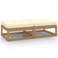 Tuinvoetenbanken 2 st met kussens grenenhout honingbruin - thumbnail