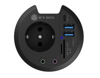 ICY BOX IB-HUB1430-CR, 3 Port USB 3.0 Tisch-Hub und Card Reader mit Audio Ein-/Ausgang USB 3.2 Gen 1-hub 5 poorten Zwart - thumbnail