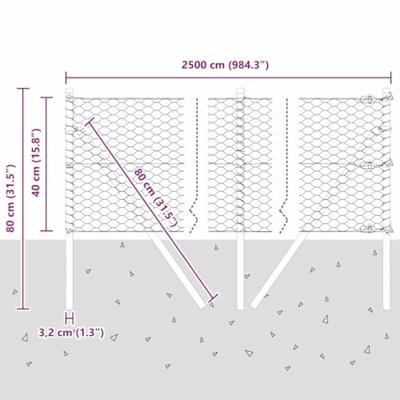 VidaXL Afrasteringspaal grijs 25 x 0,4 m (36 mm gaas) staal en pvc