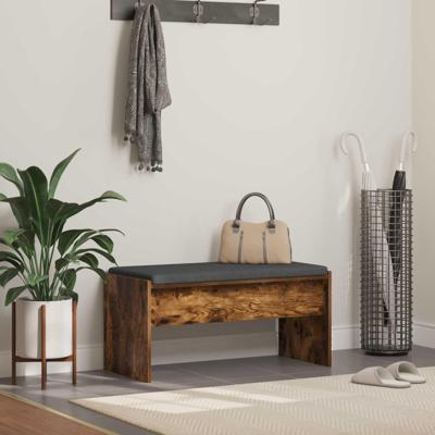 Halbank met kussen Gerookt eiken 80 x 38 x 46 cm