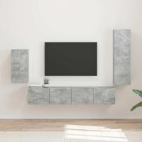 Tv-meubelset Wandgemonteerd 3 pcs Beton Grijs Bewerkt hout - thumbnail