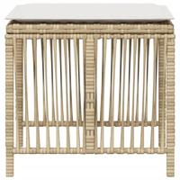 Tuinkrukken 4 st met kussens 41x41x36 cm poly rattan beige - thumbnail