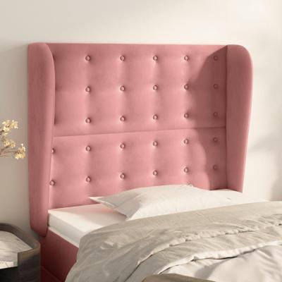 Hoofdbord met randen 83x23x118/128 cm fluweel roze