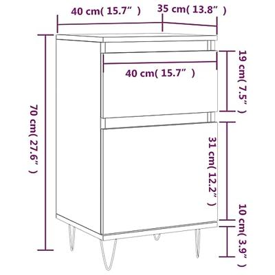 Dressoirs 2 st 40x35x70 cm bewerkt hout wit
