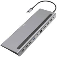 Hama USB C docking station 10 poorten (USB hub 4x USB A, 2x USB-C, 2x HDMI, 1x DisplayPort DP, 1x LAN/Ethernet, 10-in-1 hub met PD, 5 Gbit/s, 4K voor pc, notebook, Windows en Mac, 10 poorten) zilver - thumbnail