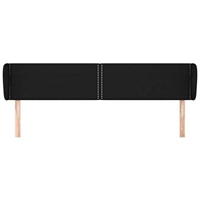 Hoofdbord met randen 203x23x78/88 cm stof zwart