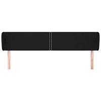 Hoofdbord met randen 203x23x78/88 cm stof zwart - thumbnail